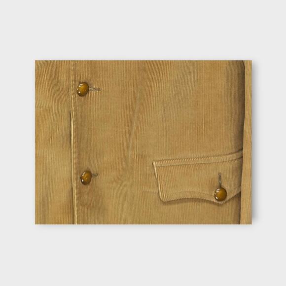 Mens Vintage Pioneer Wear Western Camel Tone Corduroy 3 Button Jacket Coat  42L - Picture 5 of 7